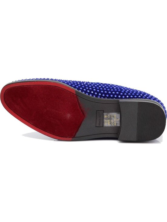 Alberto Fellini Men\'s Royal Blue Vintage Velvet Rhinestone Loafer Slip On Shoes main image 6